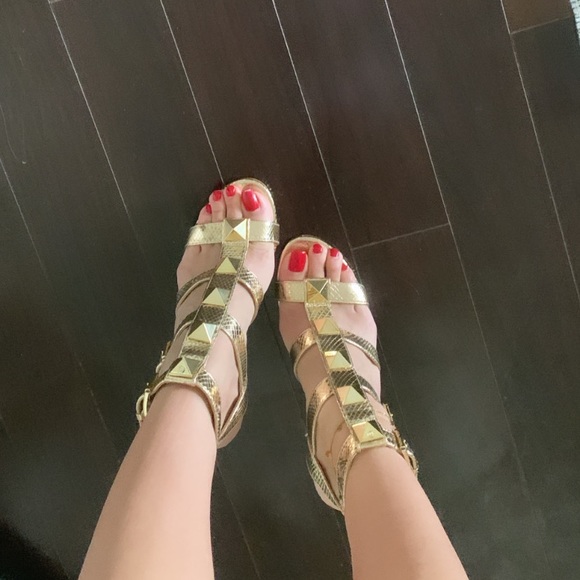 Michael Kors Gold Studded Heels - Picture 6 of 11